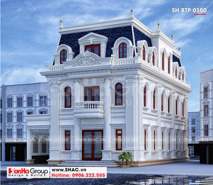 Biệt thự màu trắng tân cổ điển