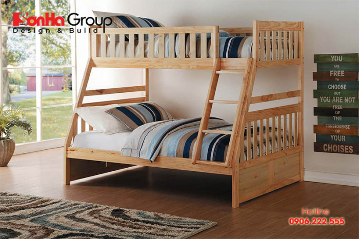 Bố trí 2 giường tầng song song là cách được rất nhiều gia đình lựa chọn cho căn phòng ngủ của các con 