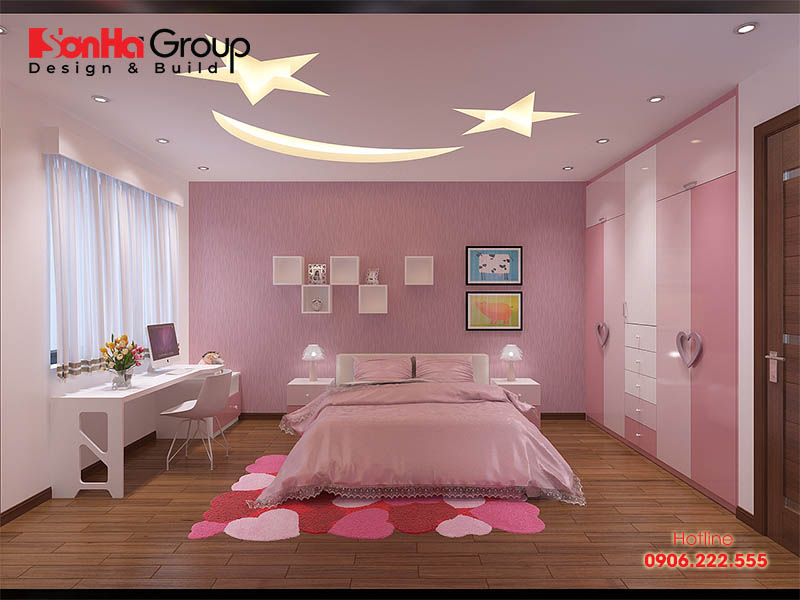 Thiết kế nội thất phòng ngủ bé gái nhà anh Chính - chung cư Hoàng Huy