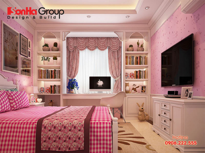 Khám phá mẫu thiết kế nội thất phòng ngủ dành cho con gái mang phong cách cổ điển của biệt thự sang trọng nhất hiện nay 