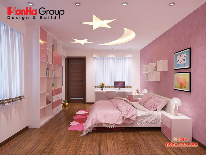 Không gian phòng ngủ con gái hiện đại hơn với cách trang trí đẹp mắt, sử dụng hình khối sáng tạo được chủ nhân rất yêu thích 