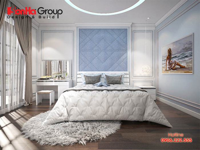 Không gian phòng ngủ rộng rãi được trang bị đầy đủ tiện nghi với diện tích sử dụng 16m2 vô cùng tiện ích dành cho con gái lớn 