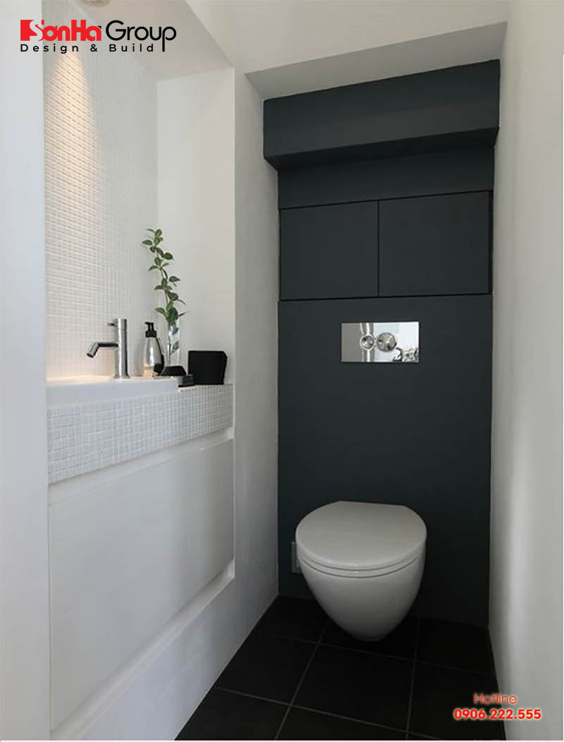 Mẫu thiết kế phòng  vệ sinh mang phong cách hiện đại tối giản được thi công nhiều nhất hiện nay 