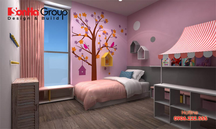 Phòng ngủ đẹp dễ thương mang đến không gian riêng tư lý tưởng cho các bé gái 