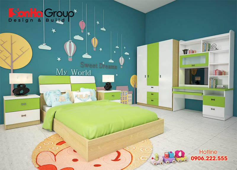 Thiết kế phòng ngủ bé trai với nội thất đẹp đảm bảo không gian học tập và nghỉ ngơi thoải mái