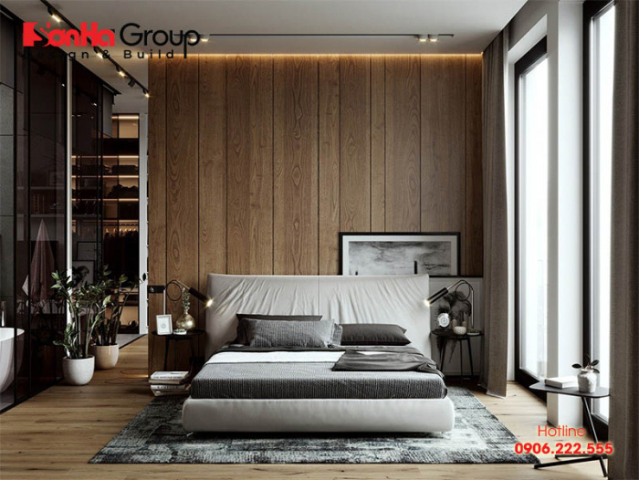 Thiết kế phòng ngủ hiện đại với sàn gỗ cao cấp 