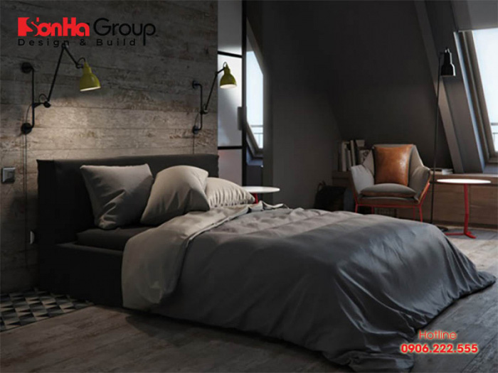 Thiết kế phòng ngủ nam đẹp – Phòng đơn ở tầng gác mái với màu sắc trung tính chủ đạo cực kì sạch sẽ dành cho nam giới độc thân 