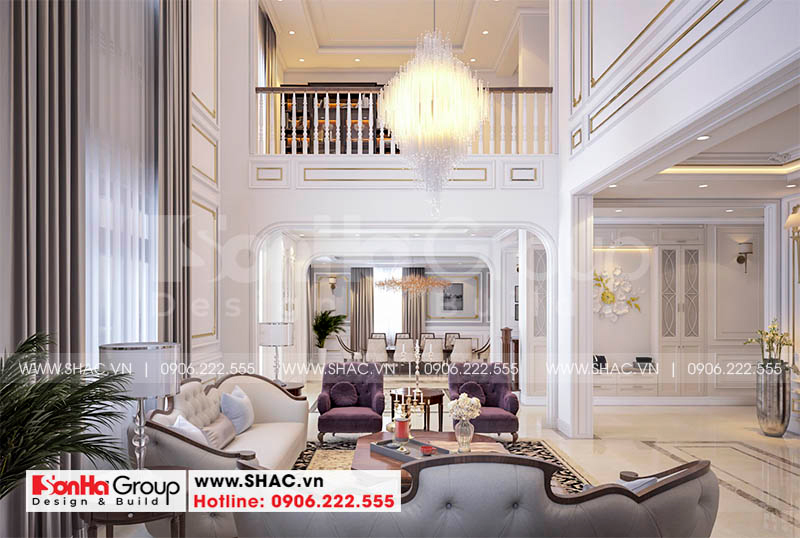 Mẫu biệt thự tân cổ điển 3 tầng 2 mặt tiền diện tích 180m2 - SH BTP 0151 10 Thiết kế nội thất phòng khách cho biệt thự tân cổ điển cao cấp tại Hà Nội