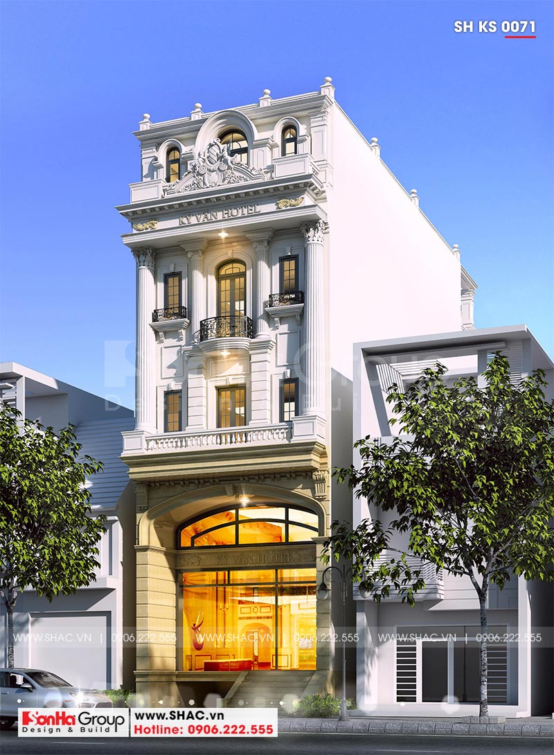 Mẫu thiết kế khách sạn mini 2 sao phong cách tân cổ điển tại Sài Gòn 