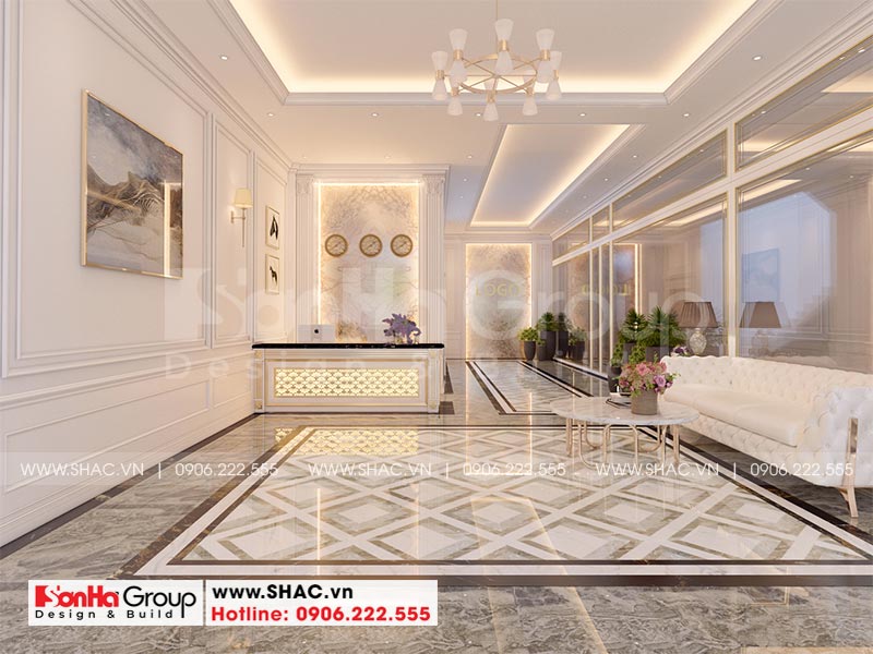 Thiết kế nội thất sảnh lễ tân khách sạn mini tại bình dương