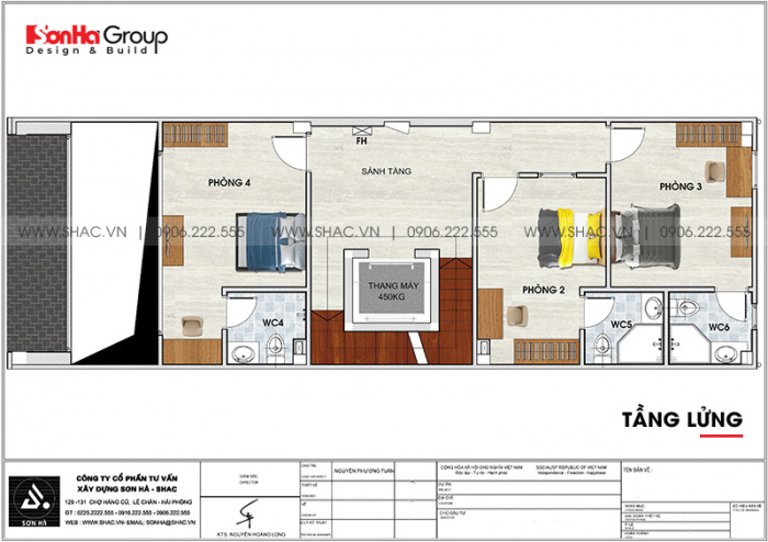 5 Mặt bằng tầng lửng khách sạn tân cổ điển 3 tầng 1 tum tại sài gòn sh ks 0071
