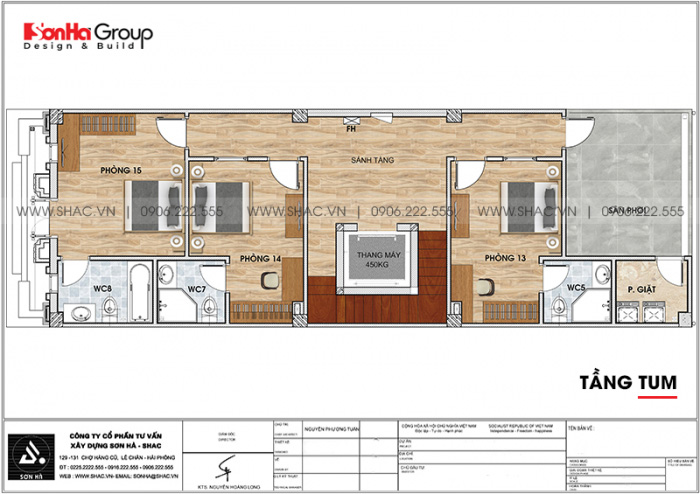 7 Mặt bằng tầng tum khách sạn mini kiểu tân cổ điển tại sài gòn sh ks 0071