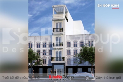 BÌA thiết kế nhà ống tân cổ điển 5 tầng hình chữ L tại bình thuận sh nop 0204