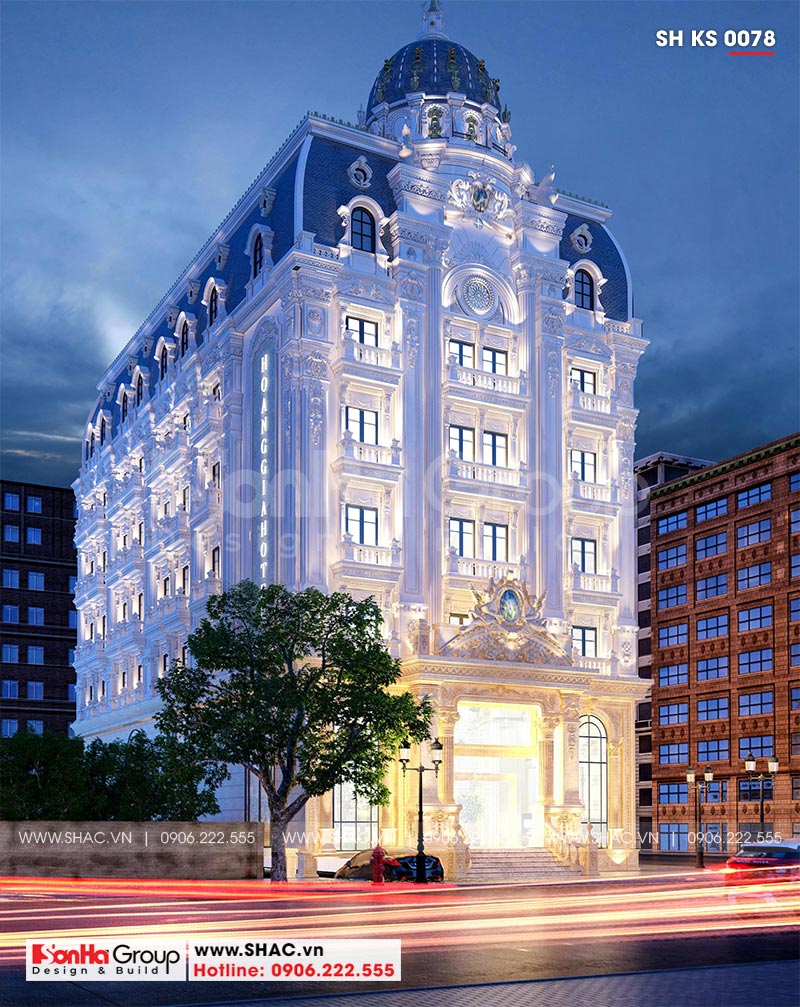 1 Thiết kế khách sạn kiểu tân cổ điển đẹp tại hà nội sh ks 0078