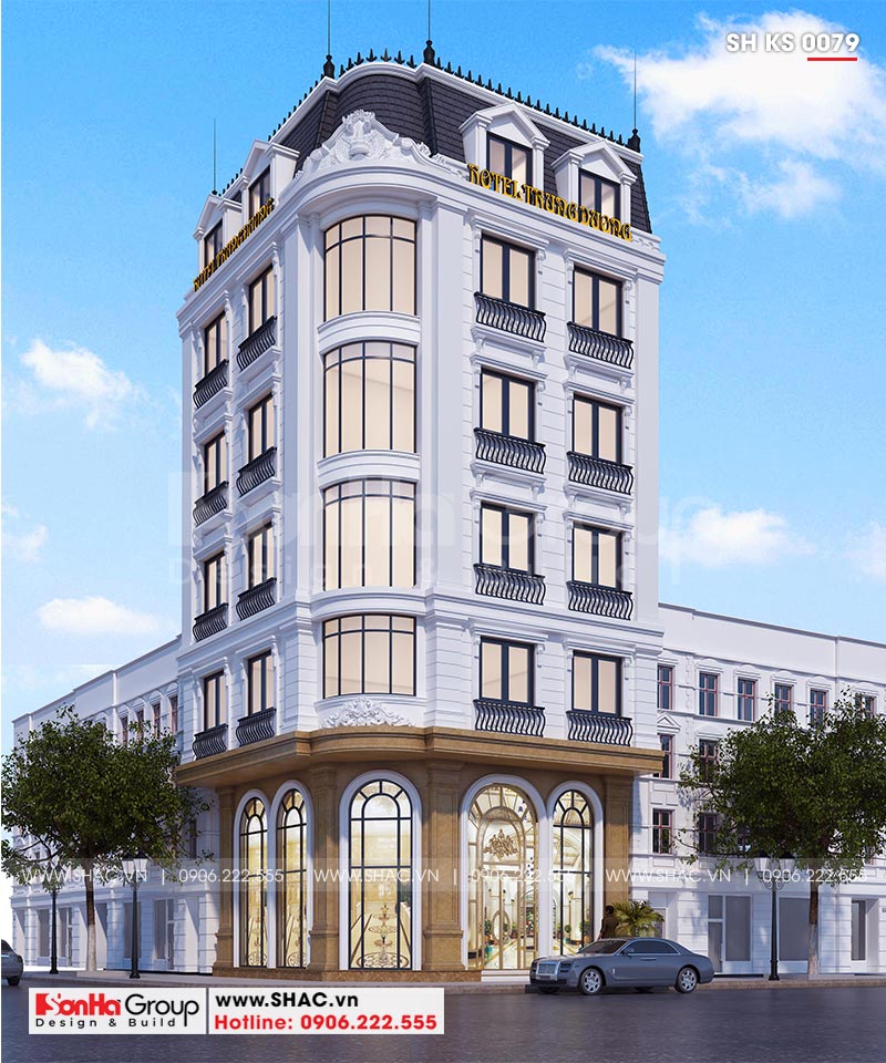 Mẫu thiết kế khách sạn mini 2 sao phong cách tân cổ điển đẹp tinh tế 