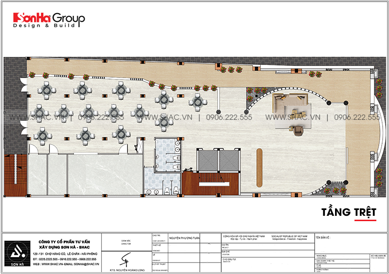 Mặt bằng tầng trệt khách sạn tân cổ điển 6 tầng tại an giang sh ks 0077