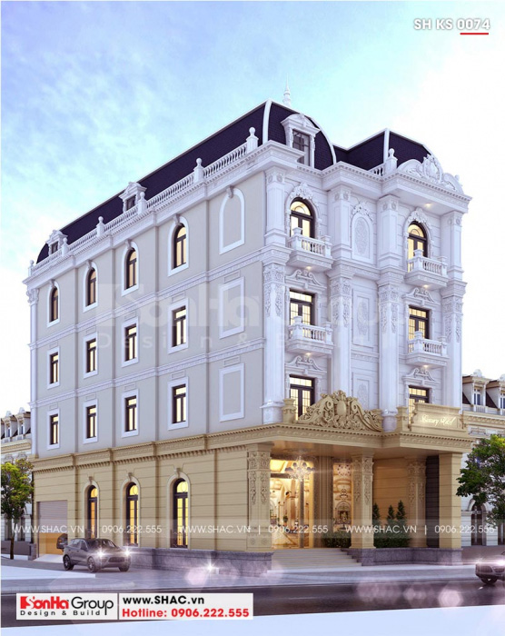 2 Mẫu khách sạn tân cổ điển 4 tầng 1 tum tại phú yên sh ks 0074