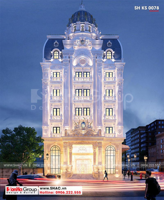2 Mẫu khách sạn tân cổ điển 6 tầng tại hà nội sh ks 0078