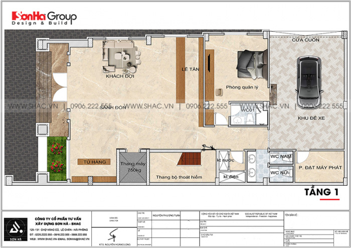 3 Mặt bằng tầng 1 khách sạn tân cổ điển 2 sao tại phú yên sh ks 0074