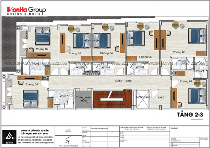 4 Bản vẽ tầng 2 3 khách sạn tân cổ điển mặt tiền 9,67m tại phú yên sh ks 0074