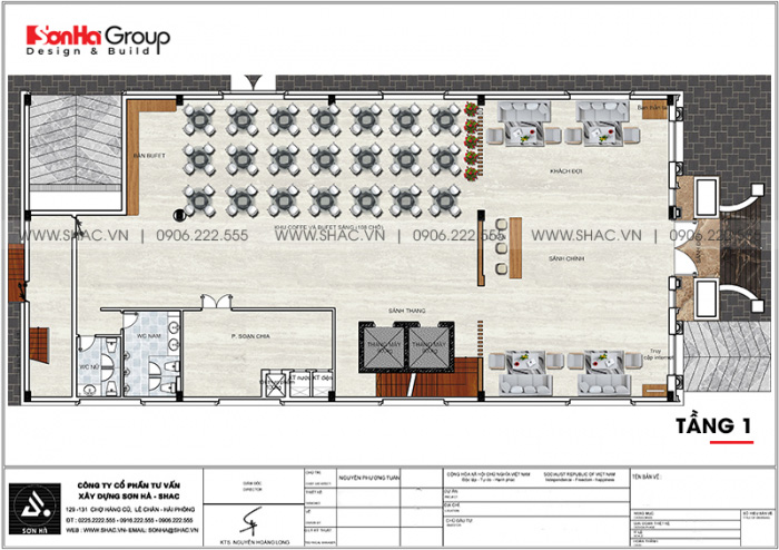 5 Bản vẽ tầng 1 khách sạn kiểu tân cổ điển đẹp tại hà nội sh ks 0078