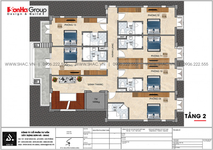 5 Mặt bằng tầng 2 khách sạn kiểu hiện đại tại quảng ninh sh ks 0076