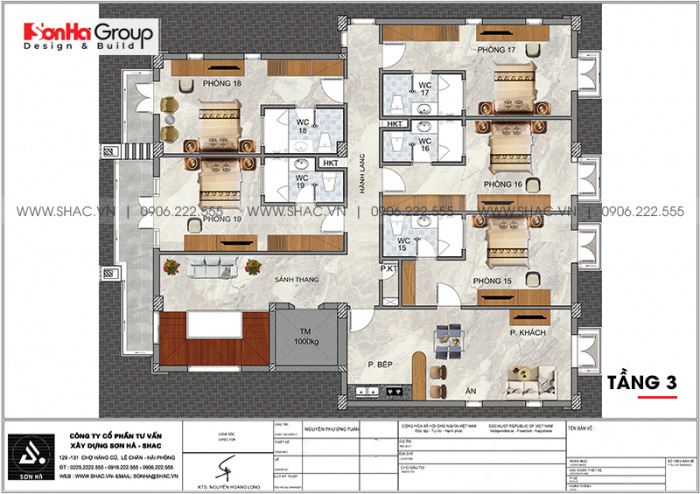 6 Bản vẽ tầng 3 khách sạn 2 sao tại quảng ninh sh ks 0076