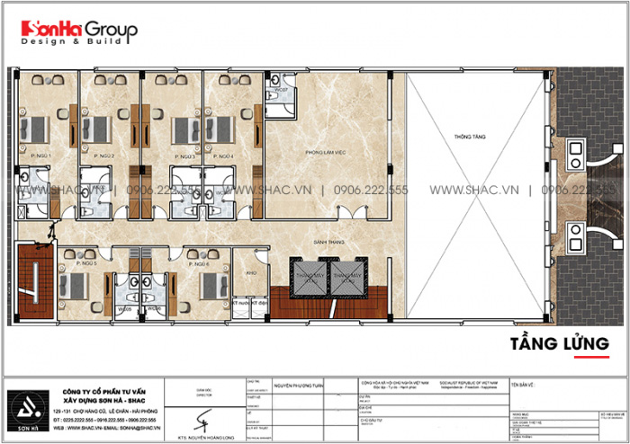 6 Mặt bằng tầng lửng khách sạn tân cổ điển 6 tầng tại hà nội sh ks 0078