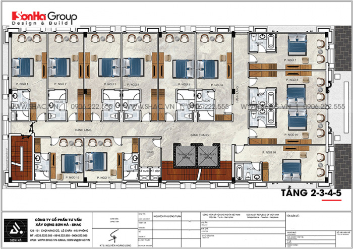 7 Bản vẽ tầng 2 3 4 5 khách sạn tân cổ điển 3 sao tại hà nội sh ks 0078