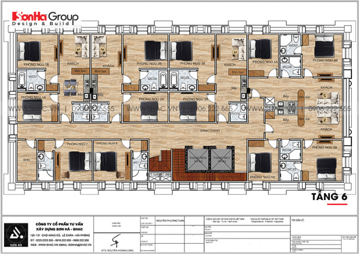 8 Mặt bằng tầng 6 khách sạn tân cổ điển mặt tiền 14,6m tại hà nội sh ks 0078