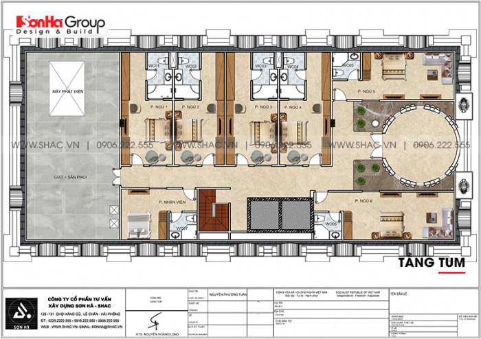 9 Bản vẽ tầng tum khách sạn kiểu tân cổ điển đẹp tại hà nội sh ks 0078