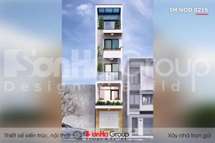 BÌA Thiết kế nhà ống hiện đại 5 tầng mặt tiền 3,5m tại hải dương sh nod 0215