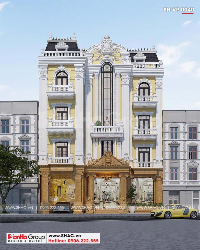 Thiết kế văn phòng cho thuê 4 tầng kiến trúc tân cổ điển tại Sài Gòn 