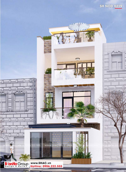 2 Mẫu nhà ống hiện đại 3 tầng 1 tum tại tại hải phòng sh nod 0219