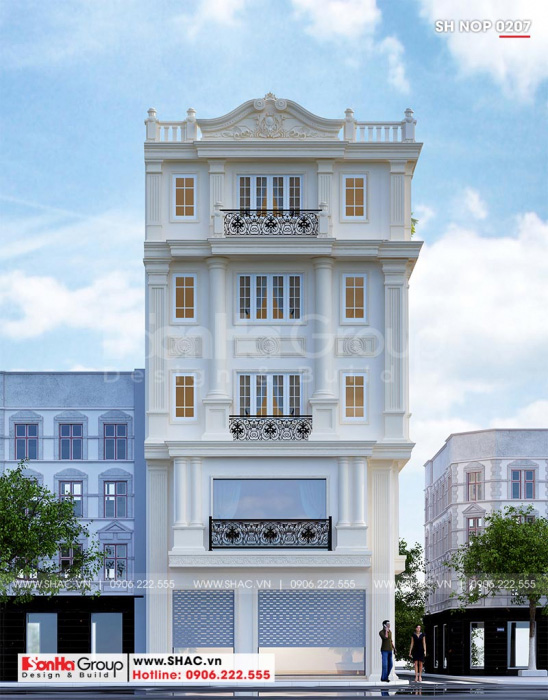 2 Mẫu nhà ống tân cổ điển 5 tầng tại hà nội sh nop 0207