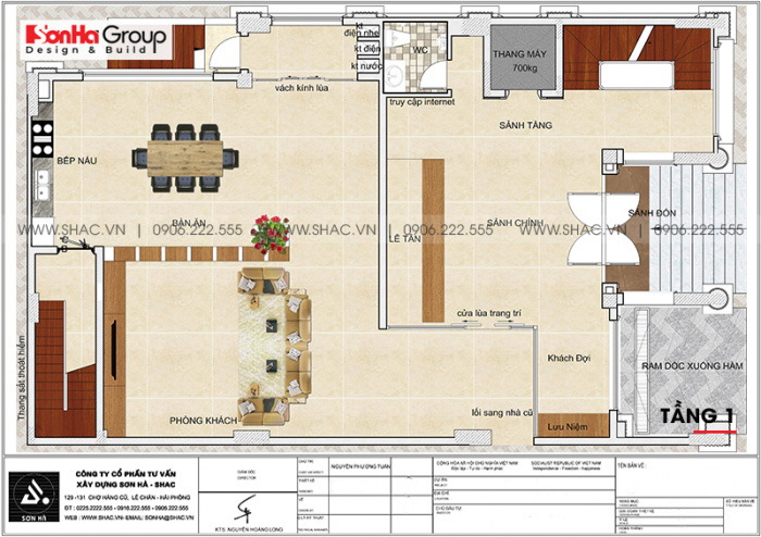 Mặt bằng công năng tầng hầm khách sạn tân cổ điển 3 sao tại Phú Quốc 