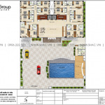 5 Bản vẽ tầng 1 khách sạn hiện đại mặt tiền 32m tại bình thuận sh ks 0085