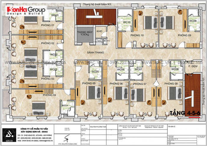 5 Bản vẽ tầng 4 đến 6 khách sạn kiểu tân cổ điển tại sơn la sh ks 0082