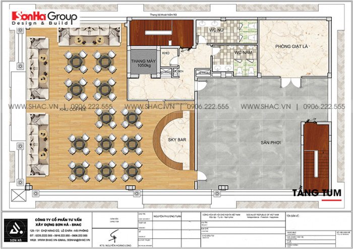 6 Mặt bằng tầng tum khách sạn tân cổ điển 3 sao tại sơn la sh ks 0082