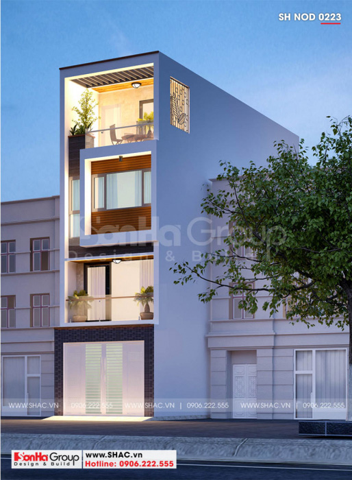 2 Mẫu nhà ống hiện đại 4 tầng tại hải phòng sh nod 0223