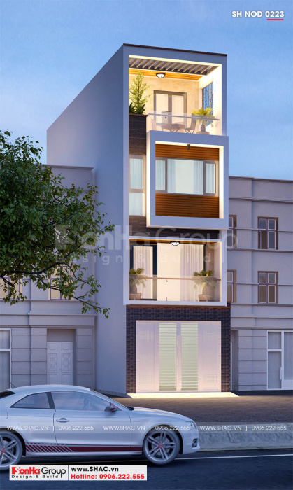 3 Thiết kế nhà ống hiện đại mặt tiền 4,3m tại hải phòng sh nod 0223