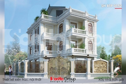 BÌA thiết kế biệt thự tân cổ điển 3 tầng 1 tum 2 mặt tiền tại hà nội sh btp 0152