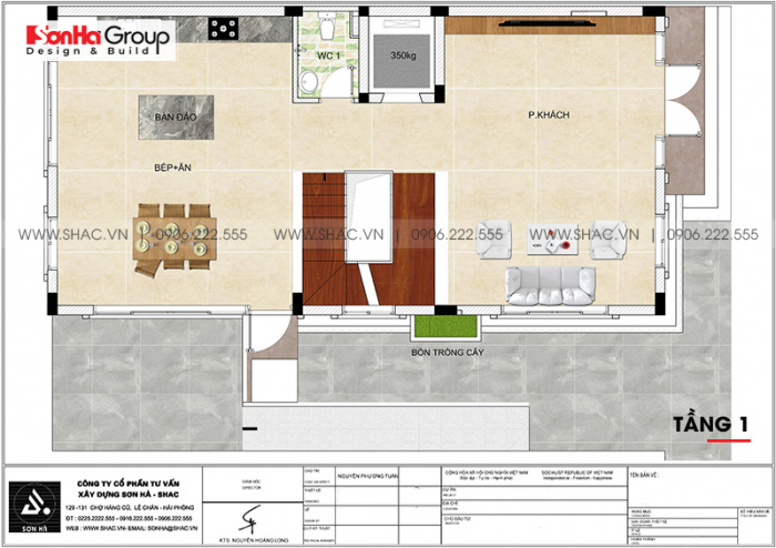16 Bản vẽ tầng 1 nhà ống tân cổ điển mặt tiền 7m tại quảng ninh sh nop 0211