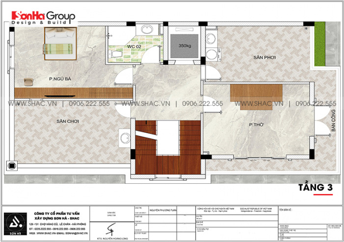 18 Bản vẽ tầng 3 nhà ống tân cổ điển 3 tầng tại quảng ninh sh nop 0211