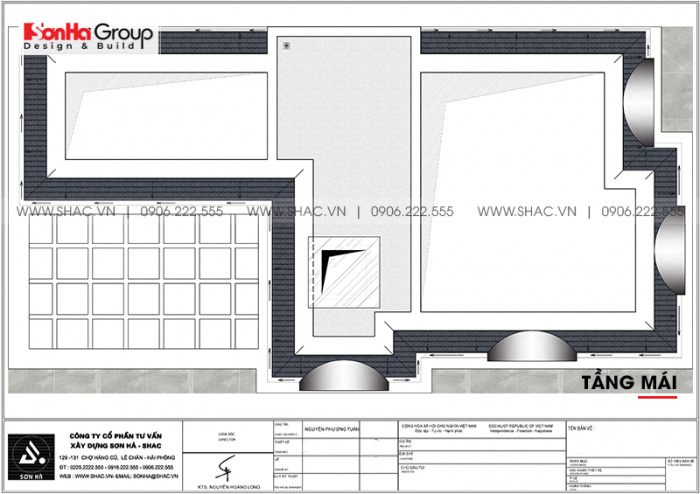 20 Bản vẽ tầng mái nhà ống tân cổ điển có gara ô tô tại quảng ninh sh nop 0211