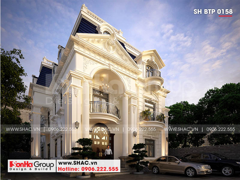 Mẫu biệt thự tân cổ điển 3 tầng 5 phòng ngủ tại Đà Nẵng – SH BTP 0158 2 Mẫu biệt thự tân cổ điển 3 tầng thiết kế tối ưu kiến trúc và công năng