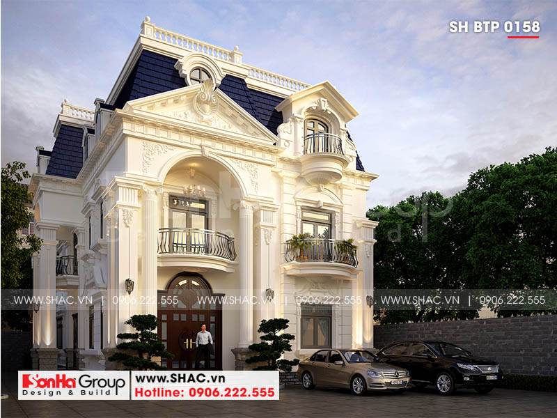 Mẫu biệt thự tân cổ điển 3 tầng 5 phòng ngủ tại Đà Nẵng – SH BTP 0158 3 Góc nhìn biệt thự đẹp với phong cách kiến trúc tân cổ điển