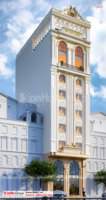 Mẫu khách sạn tân cổ điển tiêu chuẩn 3 sao tối ưu công năng tại Hải Phòng – SH KS 0088 1 Mẫu thiết kế khách sạn 3 sao tân cổ điển 10 tầng tại Hải Phòng SH KS 0088