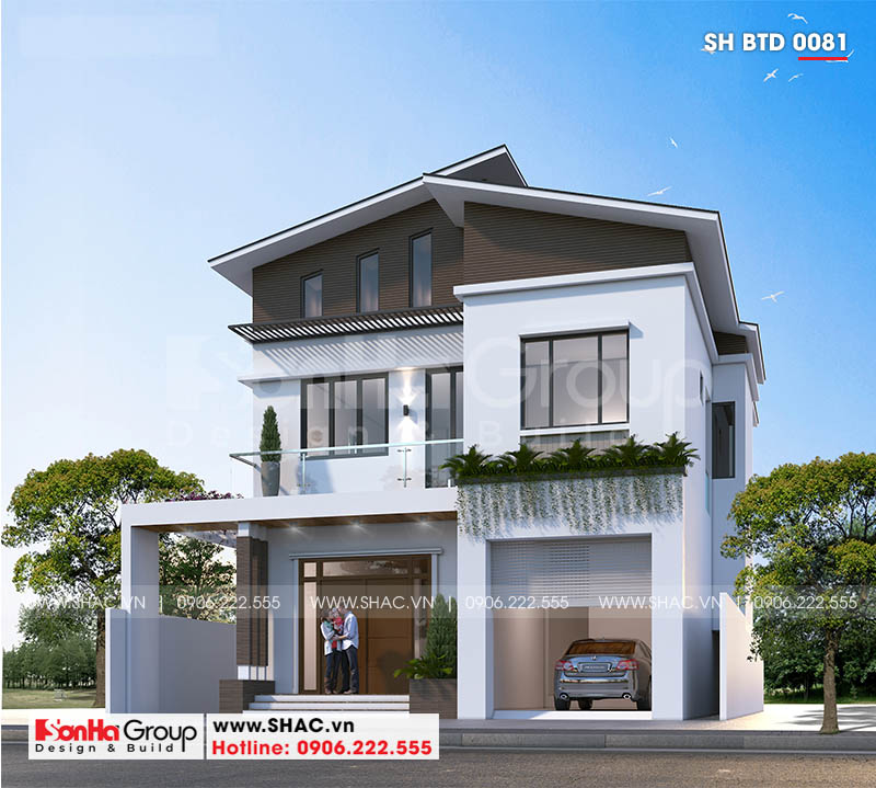 Thiết kế biệt thự 2 tầng hiện đại diện tích 190m2 – SH BTD 0081 5 Mẫu biệt thự đẹp có gara ô tô tại Ninh Bình chinh phục mọi ánh nhìn