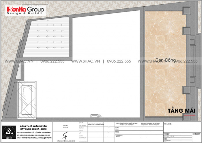 8 Mặt bằng tầng mái nhà phố tân cổ điển tại Hà Nội sh nop 0212